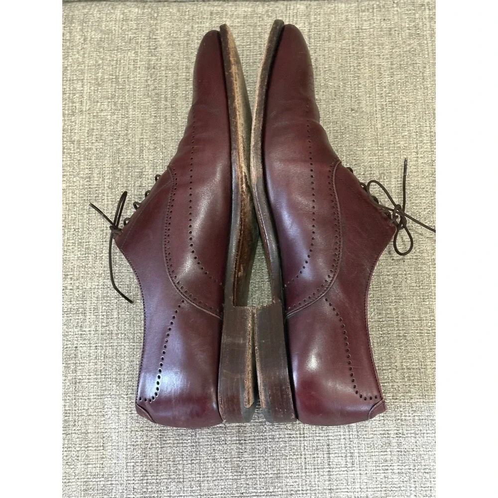Crockett & Jones Weymouth Burgundy Leather Medallion‎ Toe Oxford Shoes Mens 10 E